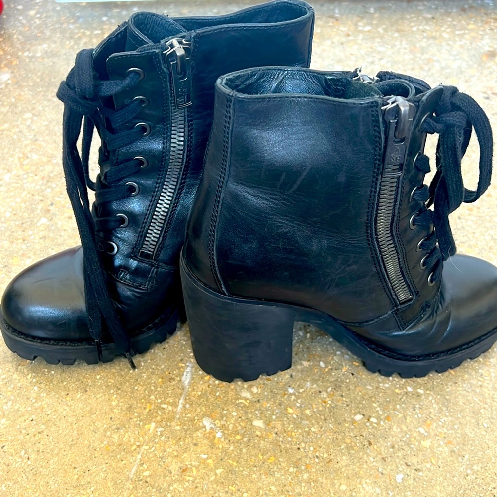 ASH black double sided zip combat boots size 38